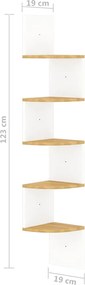 vidaXL Γωνιακή Ραφιέρα Τοίχου Λευκή/Sonoma Δρυς 19x19x123 εκ Επεξ.Ξύλο
