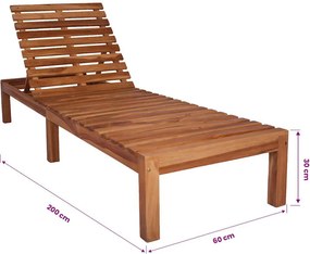 vidaXL Ξαπλώστρα από Μασίφ Ξύλο Teak