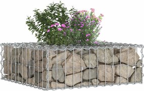 vidaXL Ανασηκωμένο κρεβάτι gabion Ασημί
