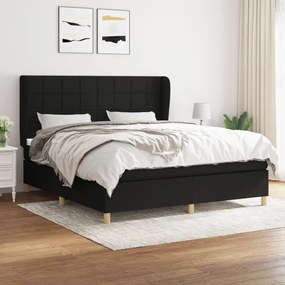 Κρεβάτι Boxspring με Στρώμα Μαύρο 160x200 εκ. Υφασμάτινο - Μαύρο