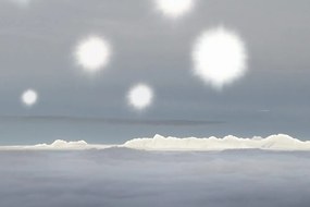 Εικόνα αντανάκλασης του ήλιου πάνω από τα βουνά - 60x40