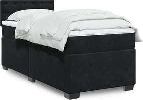 vidaXL Κρεβάτι Boxspring με Στρώμα Μαύρο 90x190 εκ. Βελούδινο
