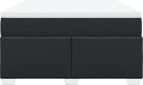 vidaXL Κρεβάτι Boxspring με Στρώμα Μαύρο 140x200εκ.από Συνθετικό Δέρμα
