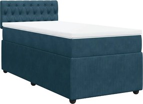vidaXL Κρεβάτι Boxspring με Στρώμα Μπλε 80 x 200 εκ. Βελούδινο