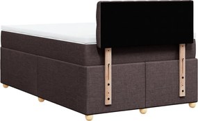 vidaXL Κρεβάτι Boxspring με Στρώμα Σκούρο Καφέ 120x190 εκ Υφασμάτινο