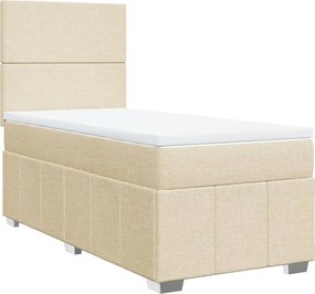 vidaXL Κρεβάτι Boxspring με Στρώμα Κρεμ 90x200 εκ.Υφασμάτινο