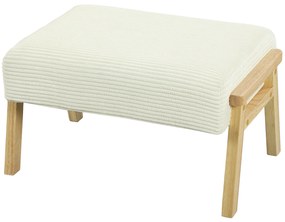 HOMCOM Σκαμπό, Μαλακό Κάθισμα, Ξύλινα Πόδια, Υποπόδιο με Υφή Κορντουρέ, Κρεμ Λευκό