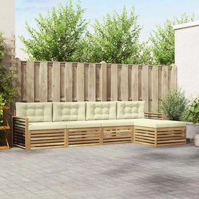 vidaXL Σειρά Καναπέ Εξωτερικού 5 pcs Λευκό και Κρεμ Πολυεστέρας