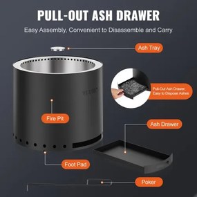 VEVOR Smokeless Fire Pit Stove Bonfire 49 cm Dia Wood Καύση Ανοξείδωτο