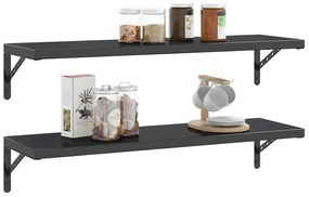 vidaXL Στηρίγματα Ραφιών 4 Τεμ. Ασημί 30x2,5x15,5 Ανοξείδωτο Μαύρο