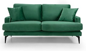 Καναπές 2θέσιος Fortune pakoworld βελούδο πράσινο-μαύρο 175x90x88εκ