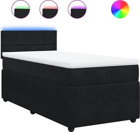 vidaXL Κρεβάτι Boxspring με Στρώμα Μαύρο 80 x 200 εκ. Βελούδινο