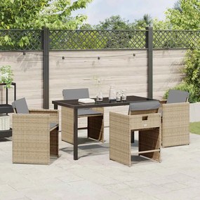 vidaXL Σέτ φαγητού για κήπο 5 pcs Μπεζ συνθετικό ρατάν