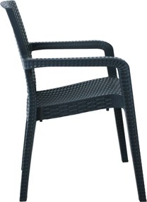 LORA Πολυθρόνα Κήπου Στοιβαζόμενη, PP (Rattan Look) Απόχρωση Ανθρακί   1τμχ