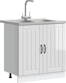 vidaXL Βάση νιπτήρα με αποθήκευση Lucca 2 pcs Υψηλής γυαλάδας λευκό