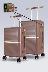 Stewehome Σετ 2 τεμαχίων βαλίτσες με θύρες φόρτισης USB και από πολυκαρβονικό υλικό