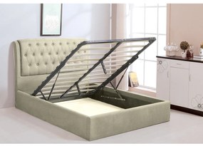 Κρεβάτι MAXWELL 160x200cm Ύφασμα Εκρού/Αποθ.Χώρος 166x221x104 (Στρώμα 160x200)cm