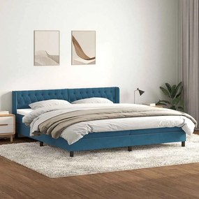 vidaXL Κρεβάτι Boxspring με Στρώμα Σκούρο Μπλε 180x210 εκ. Βελούδινο