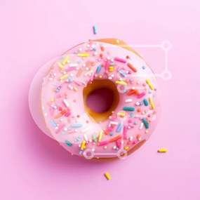 Σετ των 2 Intra Συλλεκτικό Ξύλινο Παζλ Plywood 4mm - Πολύχρωμο ντόνατ με ροζ γλάσο και ψεκασμοί Σε Ξύλινο Κουτί - Διαστάσεις: 10x10 cm – 25 κομμάτια