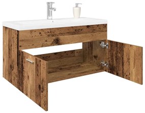 ντουλάπι νεροχύτη με ενσωματωμένη λεκάνη παλιό ξύλο