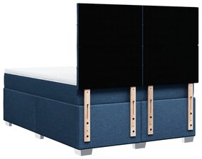 Κρεβάτι Boxspring με Στρώμα Μπλε 160x200 εκ. Υφασμάτινο - Μπλε