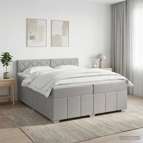 vidaXL Κρεβάτι box spring με στρώμα Ανοιχτό γκρι 200 x 200 cm Ύφασμα