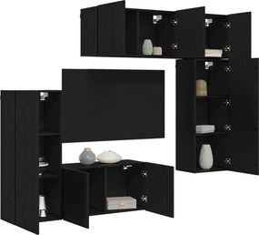 vidaXL Μονάδα Τοίχου Τηλεόρασης 5 pcs Μαύρη δρυς Επεξεργασμένο ξύλο
