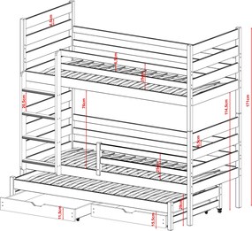 TOMI 90x190 white bunk bed Lano Furniture