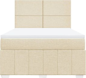 vidaXL Κρεβάτι Boxspring με Στρώμα Κρεμ 140x190 εκ. Υφασμάτινο