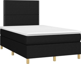 vidaXL Κρεβάτι Boxspring με Στρώμα Μαύρο 120x200 εκ. Υφασμάτινο