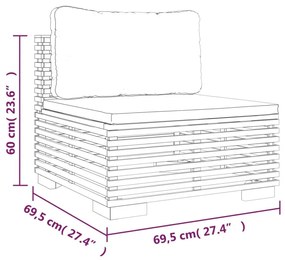 Σαλόνι Κήπου Σετ 3 Τεμαχίων από Μασίφ Ξύλο Teak με Μαξιλάρια - Καφέ