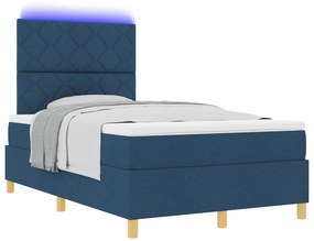 vidaXL Box Spring Bed με Στρώμα & LED Μπλε 120x200 εκ. Ύφασμα