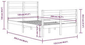 vidaXL Πλαίσιο Κρεβατιού Λευκό 120 x 200 εκ. από Μασίφ Ξύλο Πεύκου