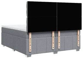 vidaXL Κρεβάτι Boxspring με Στρώμα Ανοιχτό Γκρι 200x200 εκ. Υφασμάτινο