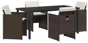vidaXL Σέτ φαγητού για κήπο 5 pcs Καφέ συνθετικό ρατάν