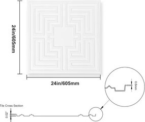 VEVOR Ceiling Tiles 12-Pack 24 x 24 in PVC Easy Installation White Echo Pattern