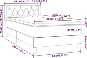 vidaXL Κρεβάτι Boxspring με Στρώμα Σκούρο Γκρι 80x200 εκ. Υφασμάτινο