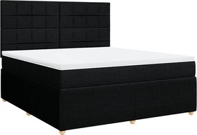 vidaXL Κρεβάτι Boxspring με Στρώμα Μαύρο 180x200 εκ. Υφασμάτινο