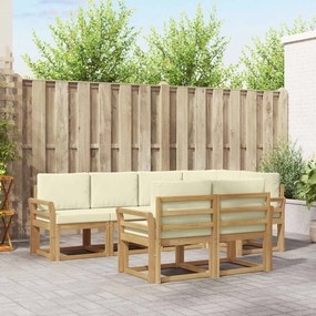vidaXL Σειρά Καναπέ Εξωτερικού 7 pcs Λευκό και Κρεμ Πολυεστέρας