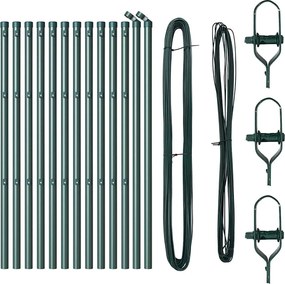 vidaXL Στύλος Περιφράξεων 13 pcs Πράσινο Ατσάλι