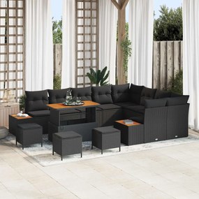 vidaXL Σετ Καναπέ Κήπου με μαξιλάρι 13 pcs Μαύρο