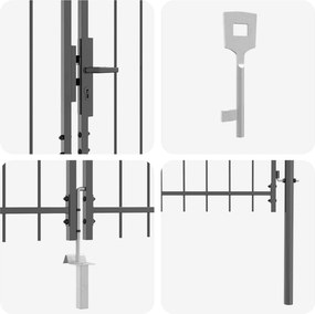 vidaXL Πύλη Κήπου WOERDEN 150 x 500 cm Ατσάλι Γκρι Κλειδώσιμο