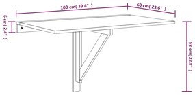 Τραπέζι Τοίχου Πτυσσόμενο Καπν. Δρυς 100x60x56 εκ. Επεξ. Ξύλο - Καφέ