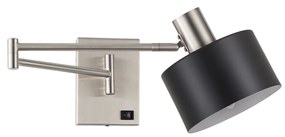 Φωτιστικό Τοίχου - Απλίκα SE21-NM-52-MS1 ADEPT WALL LAMP Nickel Matt Wall lamp with Switcher and Black Metal Shade+ - Μέταλλο - 77-8375