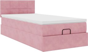 vidaXL Οθωμανικό κρεβάτι με στρώμα ροζ 80x200cm Velvet