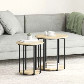 vidaXL Σετ βοηθητικά τραπεζάκια με ράφι 2 pcs Καφέ