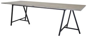 Τραπέζι Dallas 375, Μαύρο, Γκρι, 76x100x250cm, Ξύλο, Μέταλλο, Ξύλο: Ξύλο Teak | Epipla1.gr