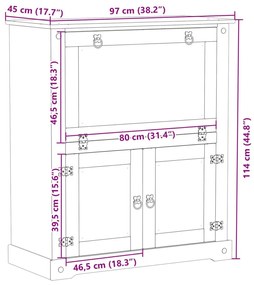 Κάβα Κρασιών Corona 97x45x114 εκ. από Μασίφ Ξύλο Πεύκου - Καφέ