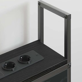 vidaXL Κεφαλάρι Αποθήκης με Σταθμό Φόρτισης με ράφι Μαύρη δρυς