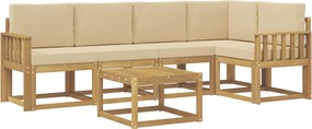 vidaXL Σειρά Καναπέ Εξωτερικού με μαξιλάρι 6 pcs Λευκό και Μπεζ